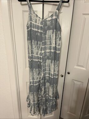 Japna Blue and White Tie-Dye Jumpsuit Romper